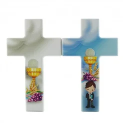 Palais du Rosaire Croix de communion pour garçon décorée d'un calice 15 cm^ Communion | Croix Religieuse