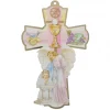 Palais du Rosaire Croix de Communion rose en bois décoré^ Communion | Croix Religieuse
