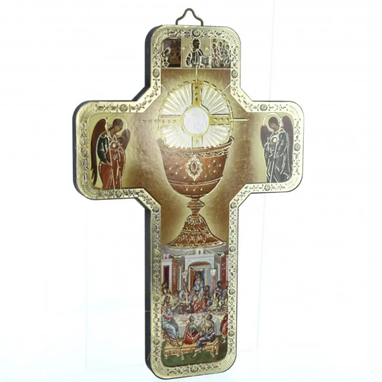 Palais du Rosaire Croix de Communion Style Byzantin en bois avec dorure^ Croix Religieuse