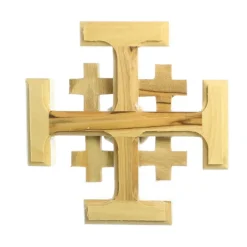 Palais du Rosaire Croix de Jérusalem en bois d'olivier de Béthléem de 8cm^ Crucifix Bois