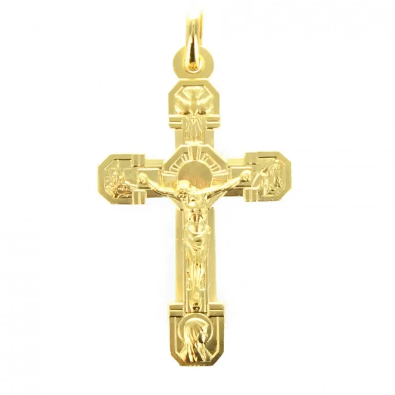 Palais du Rosaire Croix de Lourdes en plaqué or 70mm^ Croix En Pendentif | Médaille Et Croix Plaqué Or