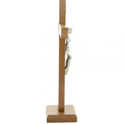 Palais du Rosaire Croix de Saint Benoit de 26cm sur pied en bois et Christ argenté^ Crucifix Bois