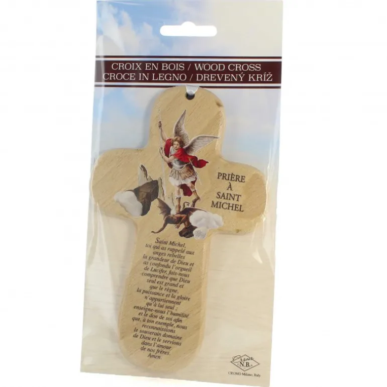 Palais du Rosaire Croix de Saint Michel en bois de 15cm^ Croix Religieuse