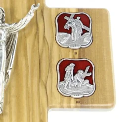 Palais du Rosaire Croix des 14 stations du chemin de croix en bois d'olivier 32cm^ Croix Religieuse