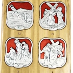 Palais du Rosaire Croix des 14 stations du chemin de croix en bois d'olivier 32cm^ Croix Religieuse