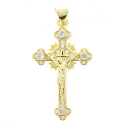 Palais du Rosaire Croix doré avec Christ et strass 3.3cm^ Médaille Et Croix Métal