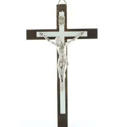 Palais du Rosaire Croix du Christ en bois et métal argenté 16cm^ Crucifix Bois | Crucifix Métal