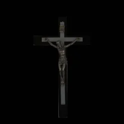 Palais du Rosaire Croix du Christ en bois et métal argenté 16cm^ Crucifix Bois | Crucifix Métal