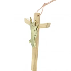 Palais du Rosaire Croix du Christ Glorieux en bois d'olivier de 15cm^ Crucifix Bois | Crucifix Métal