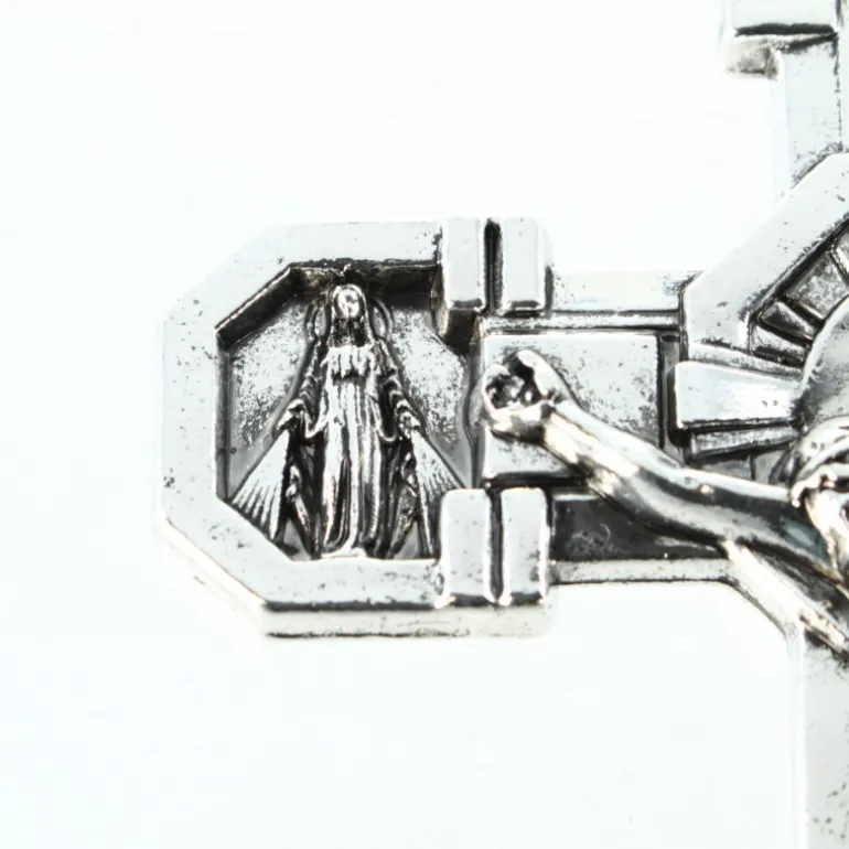 Palais du Rosaire Croix du Pardon en métal argenté 11x7cm avec livret francais et anglais^ Médaille Et Croix Métal | Croix Religieuse