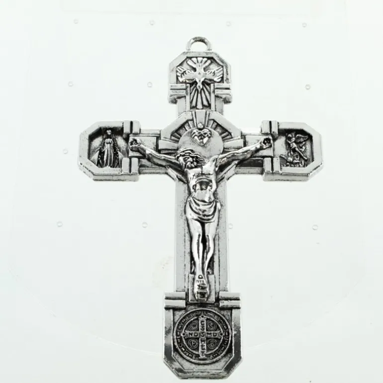 Palais du Rosaire Croix du Pardon en métal argenté 11x7cm avec livret francais et anglais^ Médaille Et Croix Métal | Croix Religieuse