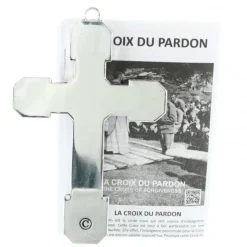 Palais du Rosaire Croix du Pardon en métal argenté 11x7cm avec livret francais et anglais^ Médaille Et Croix Métal | Croix Religieuse