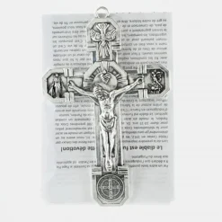 Palais du Rosaire Croix du Pardon en métal argenté 11x7cm avec livret francais et anglais^ Médaille Et Croix Métal | Croix Religieuse