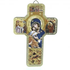 Palais du Rosaire Croix du Perpetuel Secours Style Byzantin en bois avec dorure^ Croix Religieuse