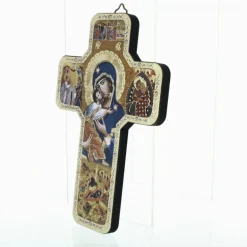 Palais du Rosaire Croix du Perpetuel Secours Style Byzantin en bois avec dorure^ Croix Religieuse