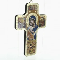 Palais du Rosaire Croix du Perpetuel Secours Style Byzantin en bois avec dorure^ Croix Religieuse