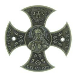 Palais du Rosaire Croix du Sacré Coeur de Jésus en Bronze 8cm^ Crucifix Métal