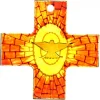 Palais du Rosaire Croix du Saint Esprit en verre peint 12cm^ Croix Religieuse