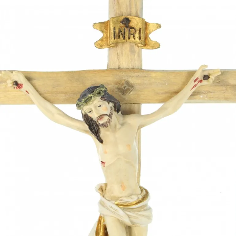Palais du Rosaire Croix en bois avec Christ en résine^ Crucifix Résine | Crucifix Bois