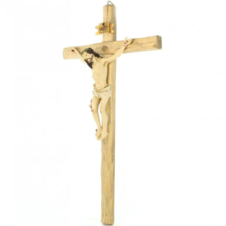 Palais du Rosaire Croix en bois avec Christ en résine^ Crucifix Résine | Crucifix Bois
