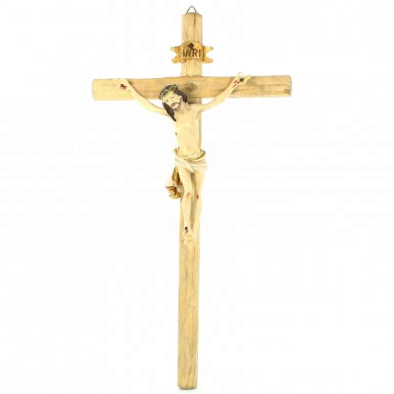Palais du Rosaire Croix en bois avec Christ en résine^ Crucifix Résine | Crucifix Bois