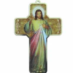 Palais du Rosaire Croix en bois de Jésus Miséricordieux 18 cm^ Croix Religieuse