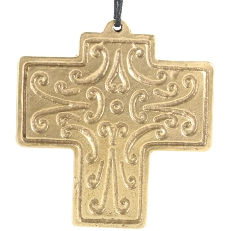 Palais du Rosaire Croix en Bronze avec représentation abstraite de la Cène 8cm^ Communion | Croix Religieuse