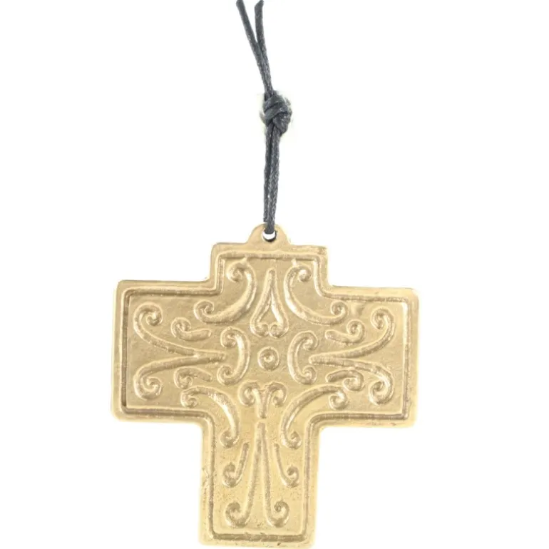 Palais du Rosaire Croix en Bronze avec représentation abstraite de la Cène 8cm^ Communion | Croix Religieuse