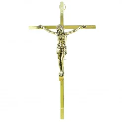 Palais du Rosaire Croix en métal doré de 20cm^ Crucifix Métal