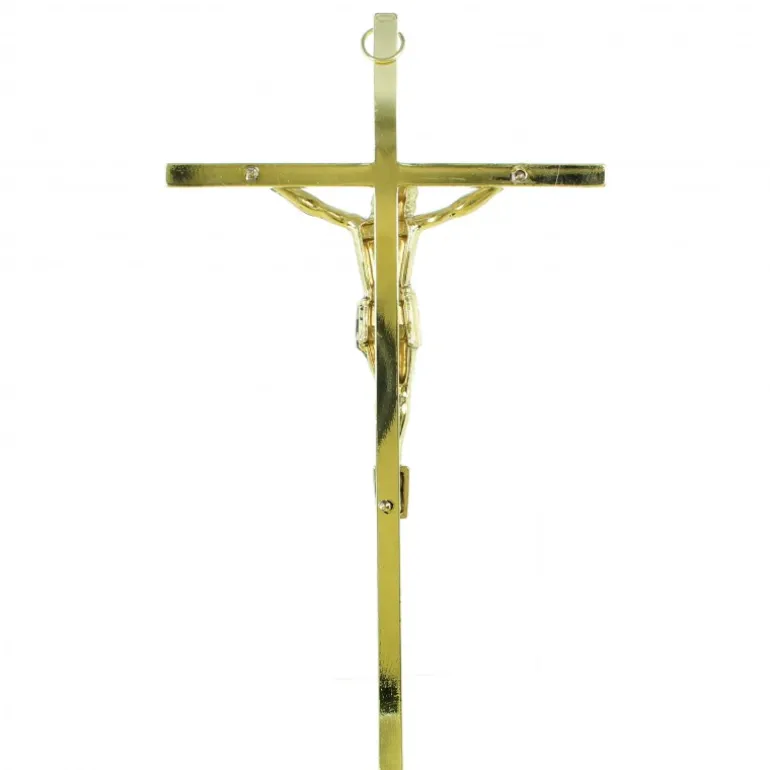 Palais du Rosaire Croix en métal doré de 20cm^ Crucifix Métal
