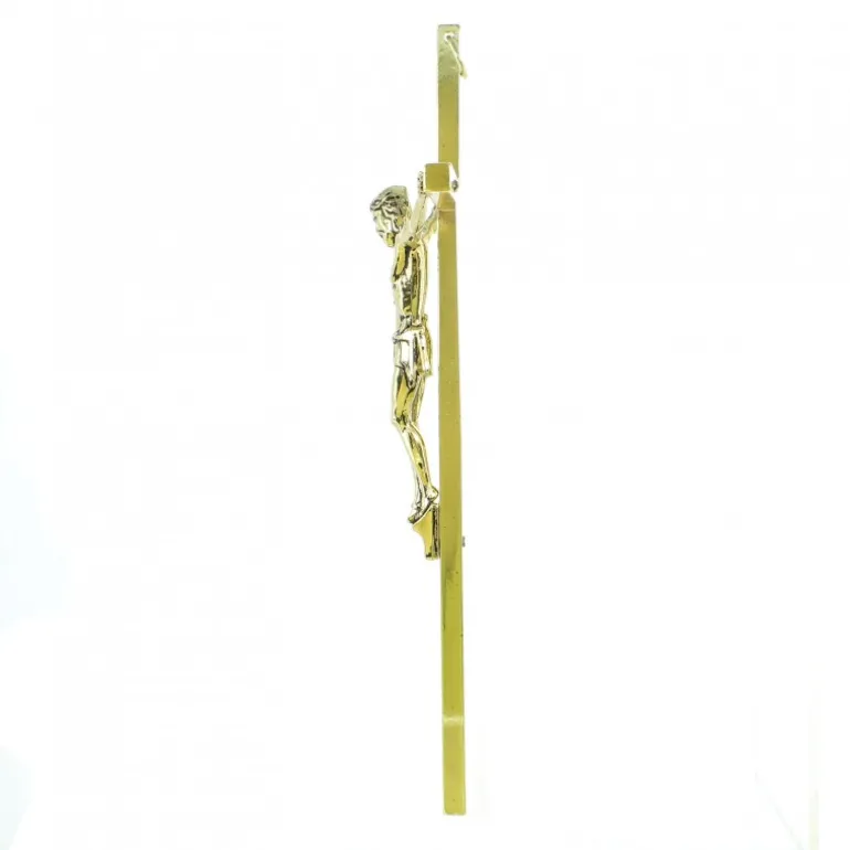 Palais du Rosaire Croix en métal doré de 20cm^ Crucifix Métal