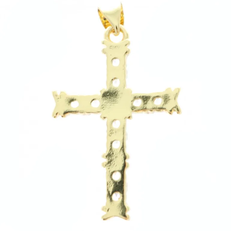 Palais du Rosaire Croix en métal doré et strass 3cm^ Médaille Et Croix Métal