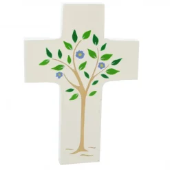 Palais du Rosaire Croix enfantine blanche Arbre de vie de 12cm^ Communion | Croix Religieuse