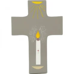 Palais du Rosaire Croix enfantine Cierge de 10cm^ Communion | Croix Religieuse