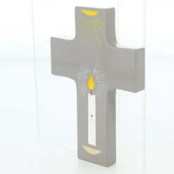 Palais du Rosaire Croix enfantine Cierge de 10cm^ Communion | Croix Religieuse