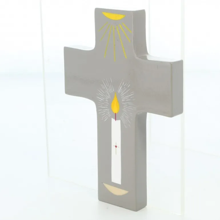 Palais du Rosaire Croix enfantine Cierge de 10cm^ Communion | Croix Religieuse
