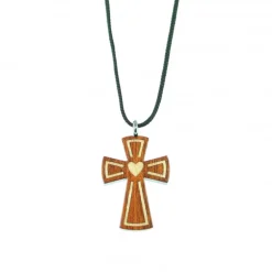 Palais du Rosaire Croix ensemble en bois d'érable de 3,2cm avec cordon^ Collier Fantaisie | Croix Religieuse