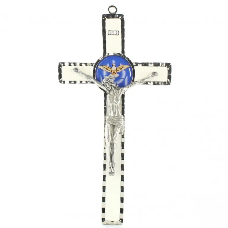 Palais du Rosaire Croix Esprit Saint avec sa boîte 10x18cm^ Crucifix Métal