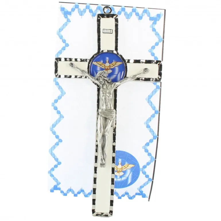 Palais du Rosaire Croix Esprit Saint avec sa boîte 10x18cm^ Crucifix Métal