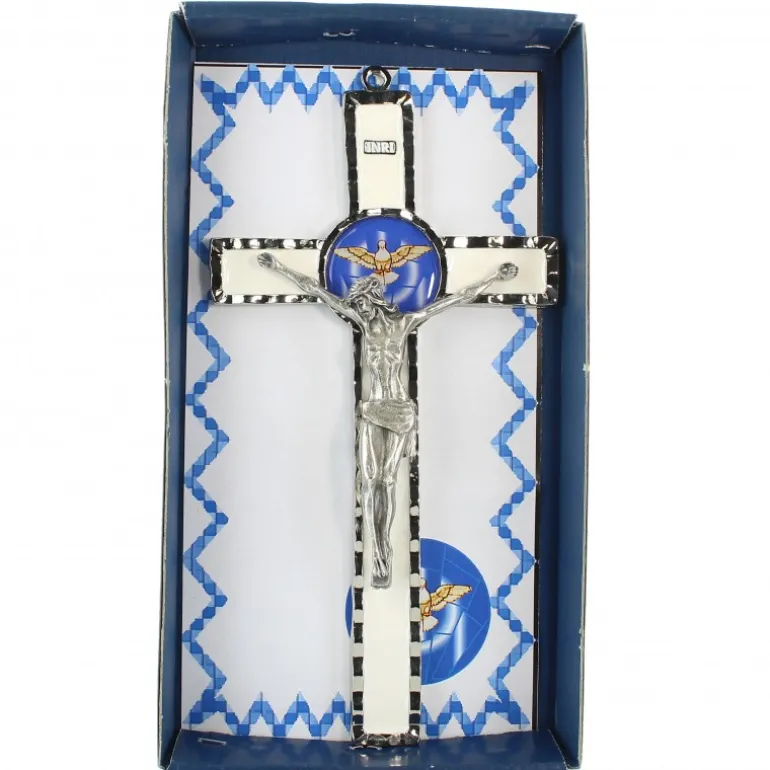 Palais du Rosaire Croix Esprit Saint avec sa boîte 10x18cm^ Crucifix Métal