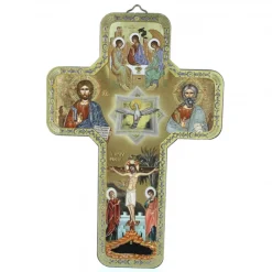 Palais du Rosaire Croix Esprit Saint Style Byzantin en bois avec dorure^ Croix Religieuse