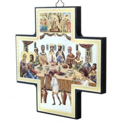 Palais du Rosaire Croix grecque de la Cène - Bois et Dorure^ Croix Religieuse | Crucifix Bois