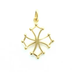 Palais du Rosaire Croix Occitane en plaqué or 30mm^ Croix En Pendentif | Médaille Et Croix Plaqué Or