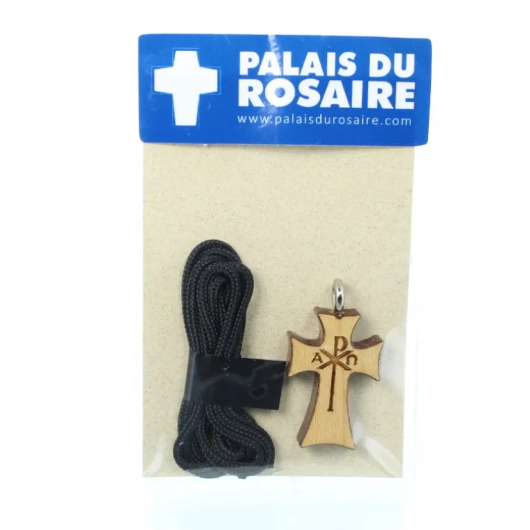 Palais du Rosaire Croix Pax en bois d'érable de 2,5cm avec cordon^ Collier Fantaisie | Croix En Pendentif