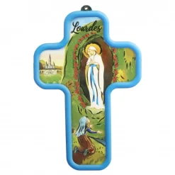 Palais du Rosaire Croix religieuse colorée de l'Apparition de Lourdes 13,5 cm^ Croix Religieuse