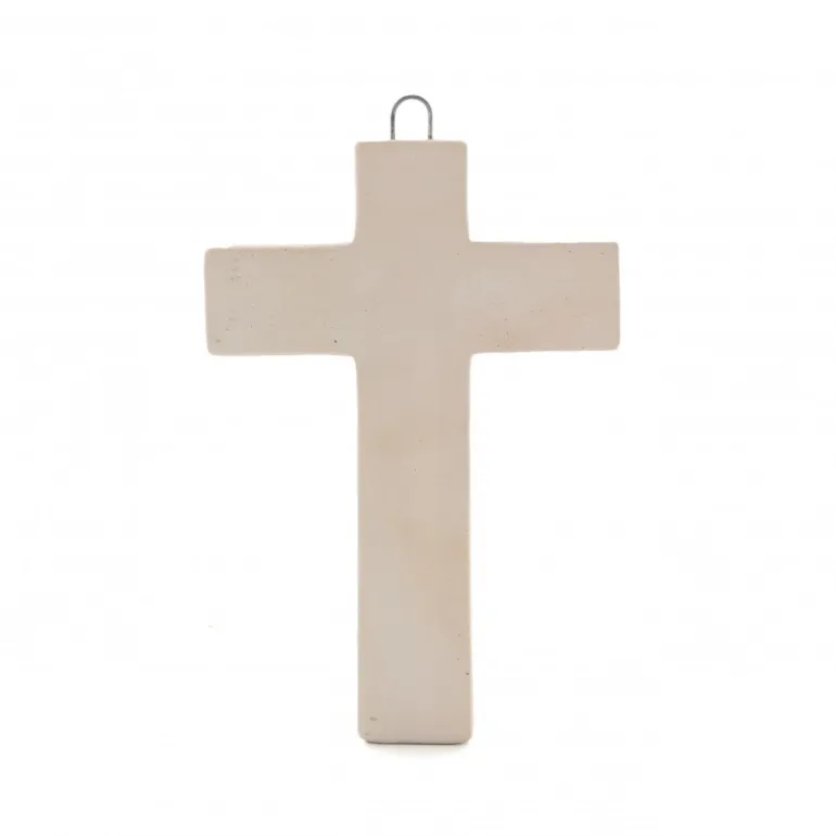 Palais du Rosaire Croix Religieuse en Céramique décorée d'une Colombe 10cm^ Croix Religieuse