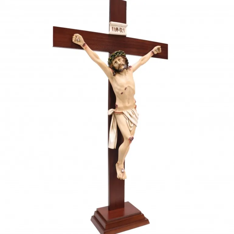 Palais du Rosaire Crucifix à poser en résine colorée 127cm^ Crucifix Résine | Crucifix Bois