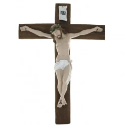 Palais du Rosaire Crucifix à suspendre de 40 cm en résine colorée^ Croix Religieuse