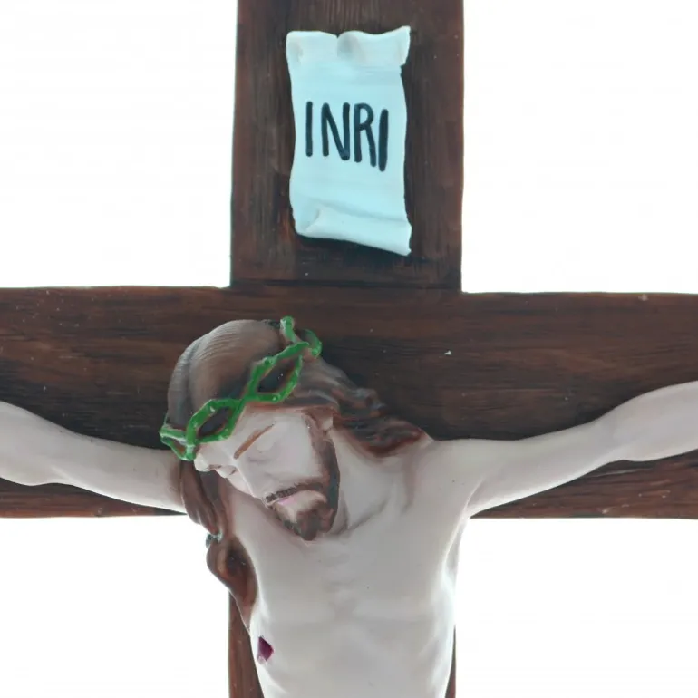 Palais du Rosaire Crucifix à suspendre de 40 cm en résine colorée^ Croix Religieuse