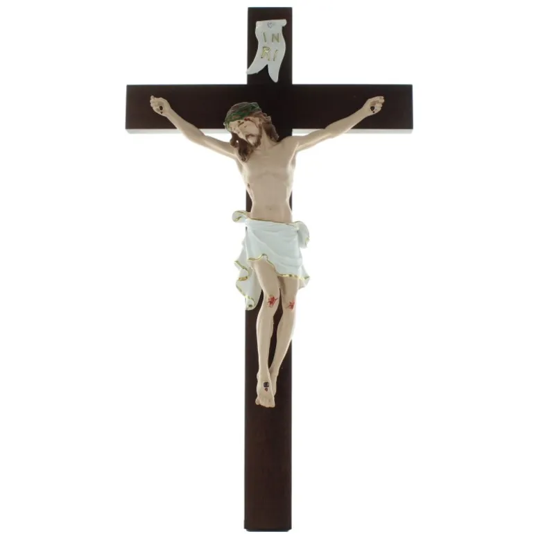 Palais du Rosaire Crucifix bois avec Christ en résine 47cm^ Crucifix Bois